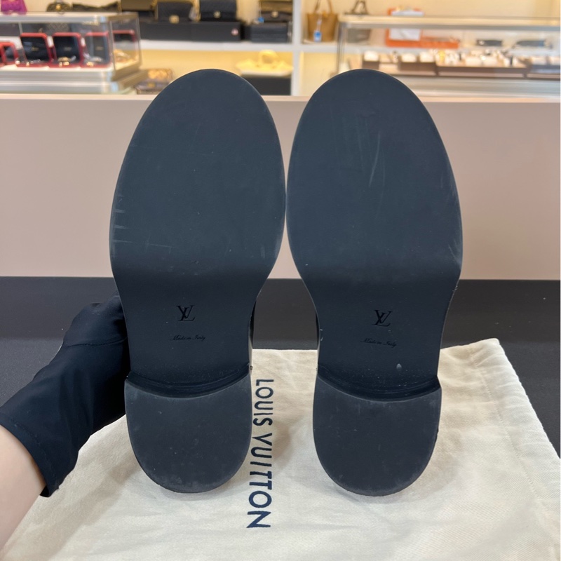 99新Lv路易威登Academy 金屬金色鏈條裝飾樂福鞋 37碼-7