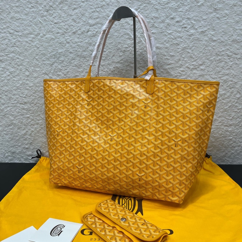 閒置新未使用 Goyard戈雅黃色大號托特 Y字老花子母包-7