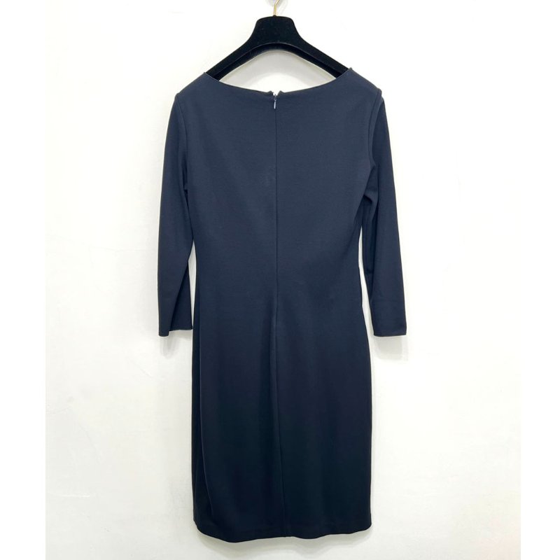 未用 / EMPORIO ARMANI 深藍抓皺洋裝 M-4