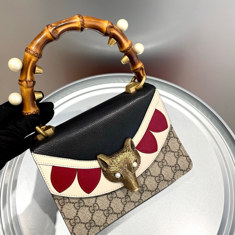 Gucci古驰 竹节狐狸头手提包-1
