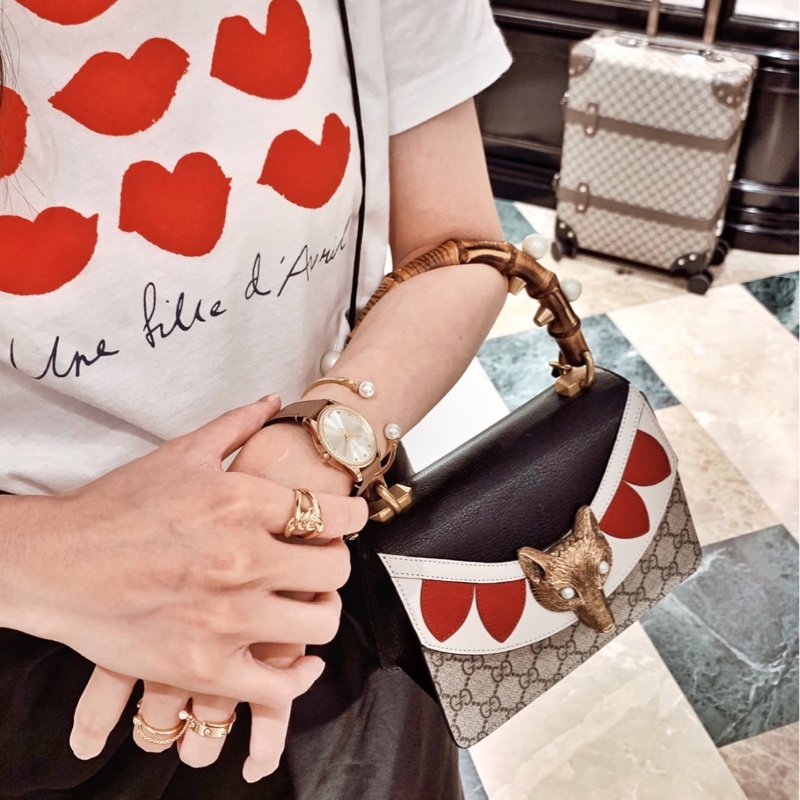 Gucci古驰 竹节狐狸头手提包-6