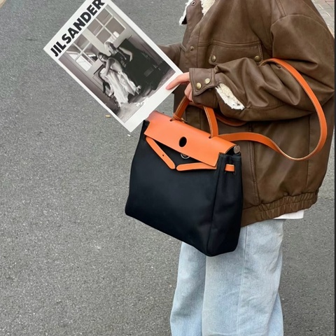 Hermes Herbag 31 銀釦棕色皮革 (附黑白替換袋）