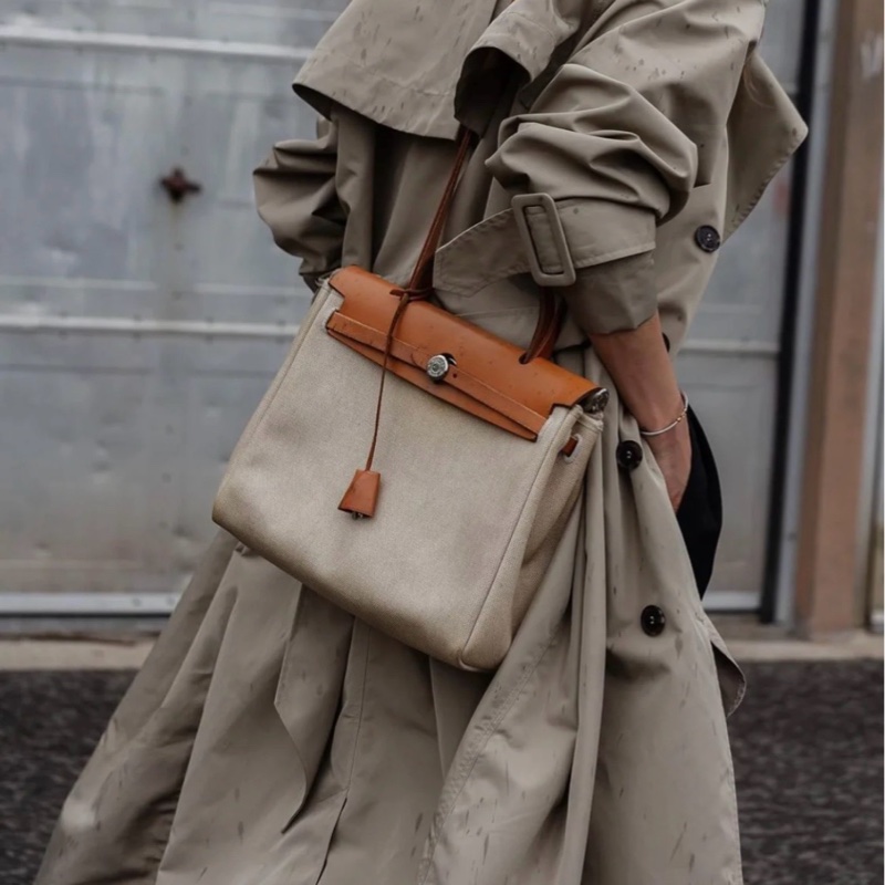 Hermes Herbag 31 銀釦棕色皮革 (附黑白替換袋）-1