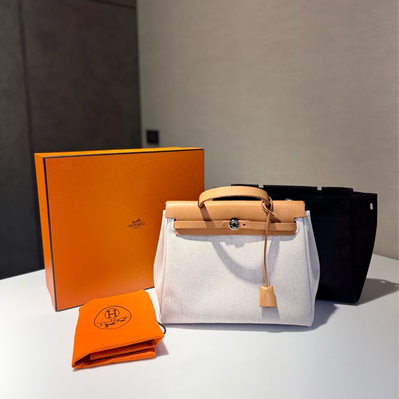 Hermes Herbag 31 銀釦棕色皮革 (附黑白替換袋）-2