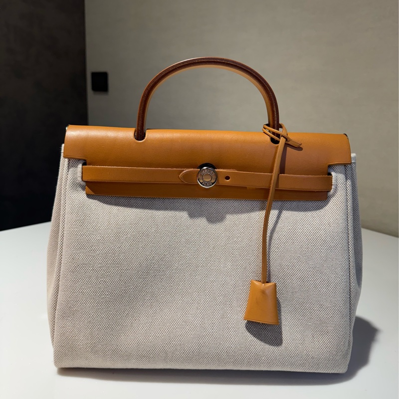 Hermes Herbag 31 銀釦棕色皮革 (附黑白替換袋）-4