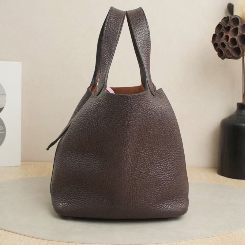 Hermes菜籃子Picotin 18  烏木色 銀扣 Z刻 有鎖鑰匙-2