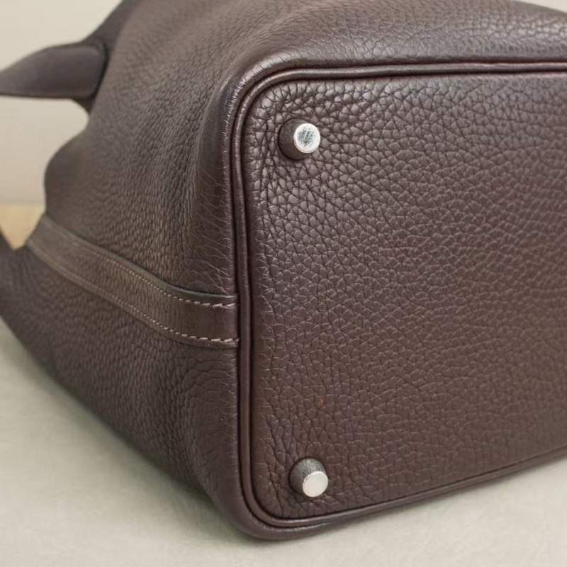 Hermes菜籃子Picotin 18  烏木色 銀扣 Z刻 有鎖鑰匙-4