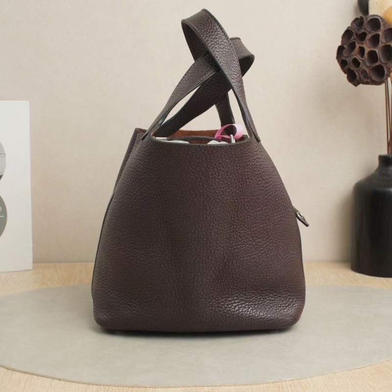 Hermes菜籃子Picotin 18  烏木色 銀扣 Z刻 有鎖鑰匙-5