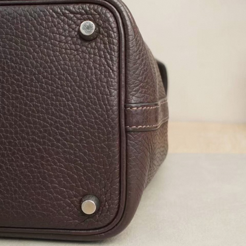 Hermes菜籃子Picotin 18  烏木色 銀扣 Z刻 有鎖鑰匙-7