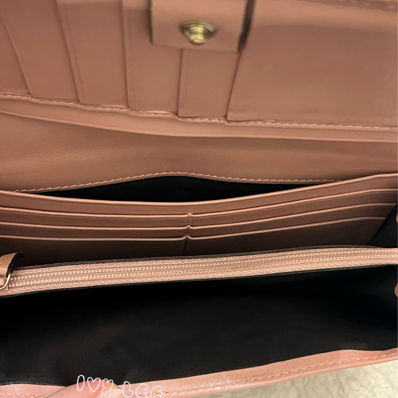 Gucci 449396 經典小雙G LOGO皮革壓紋 長夾 粉 掀蓋扣式 長夾 正品 二手精品-3