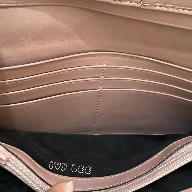 Gucci 449396 經典小雙G LOGO皮革壓紋 長夾 粉 掀蓋扣式 長夾 正品 二手精品-4