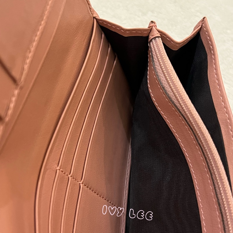 Gucci 449396 經典小雙G LOGO皮革壓紋 長夾 粉 掀蓋扣式 長夾 正品 二手精品-5