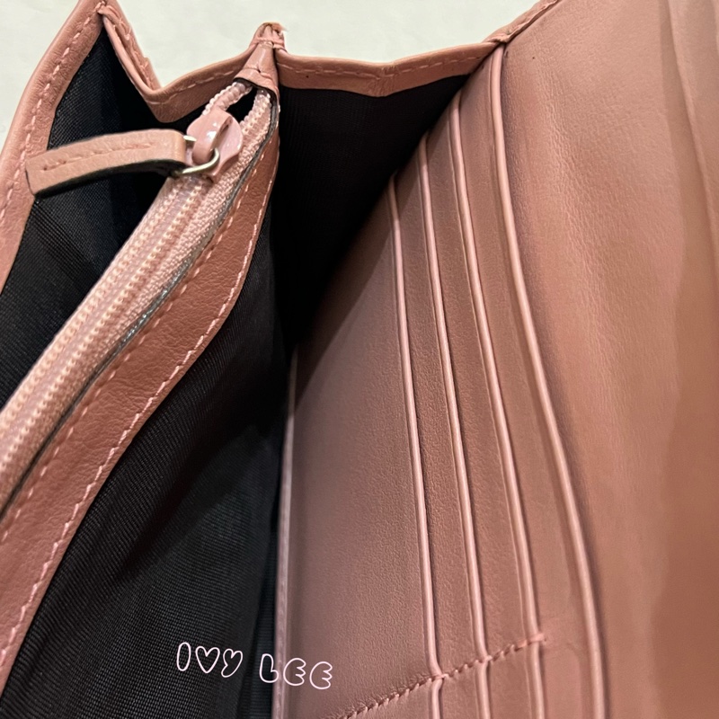 Gucci 449396 經典小雙G LOGO皮革壓紋 長夾 粉 掀蓋扣式 長夾 正品 二手精品-6