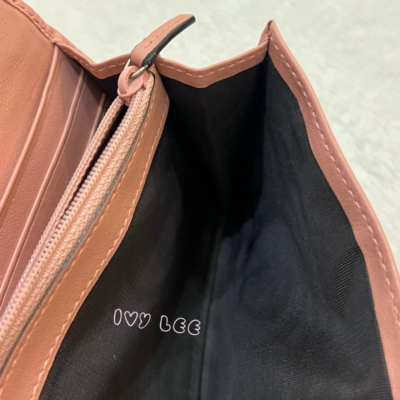 Gucci 449396 經典小雙G LOGO皮革壓紋 長夾 粉 掀蓋扣式 長夾 正品 二手精品-9