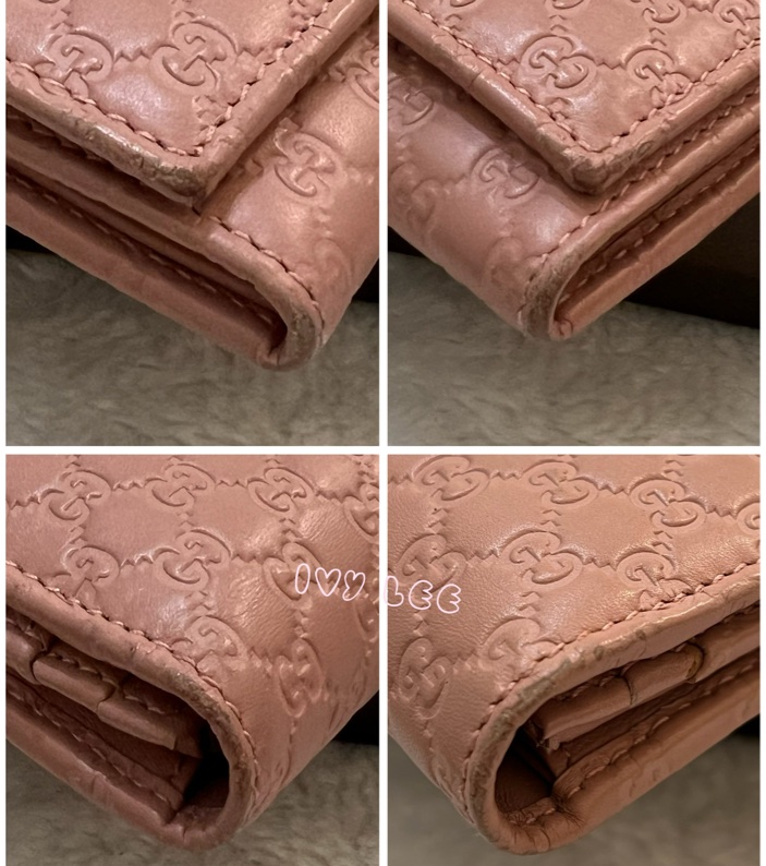 Gucci 449396 經典小雙G LOGO皮革壓紋 長夾 粉 掀蓋扣式 長夾 正品 二手精品-15