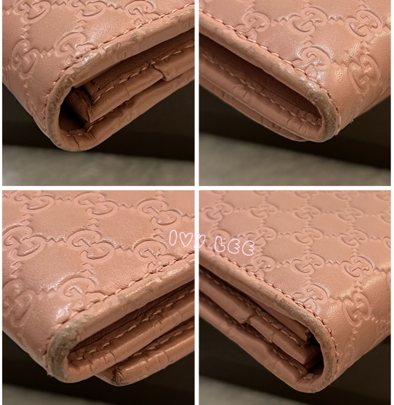 Gucci 449396 經典小雙G LOGO皮革壓紋 長夾 粉 掀蓋扣式 長夾 正品 二手精品-16