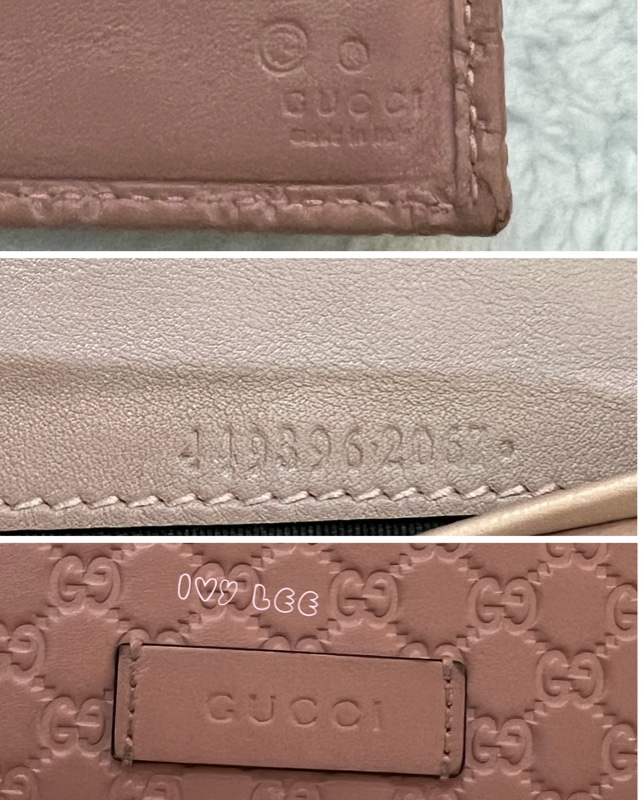 Gucci 449396 經典小雙G LOGO皮革壓紋 長夾 粉 掀蓋扣式 長夾 正品 二手精品-18