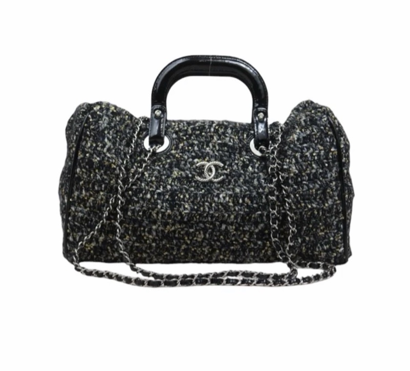 「JL精品代購」9新 Chanel 香奈兒 粗花呢機場購物袋手提/肩背包-3
