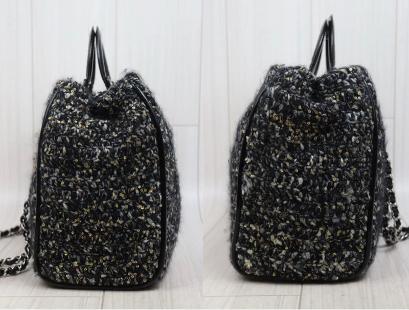 「JL精品代購」9新 Chanel 香奈兒 粗花呢機場購物袋手提/肩背包-5