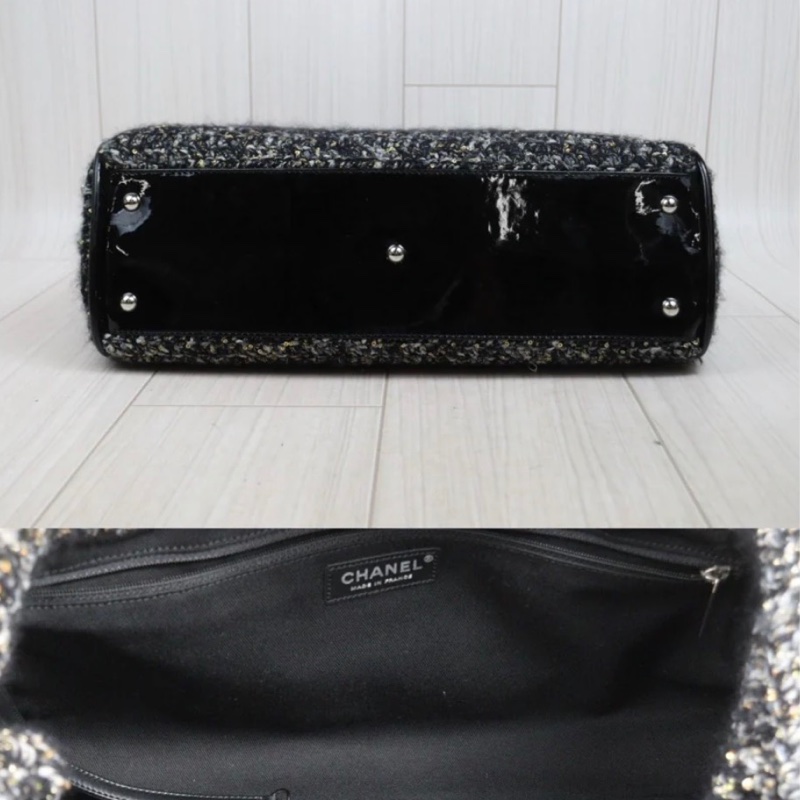 「JL精品代購」9新 Chanel 香奈兒 粗花呢機場購物袋手提/肩背包-8