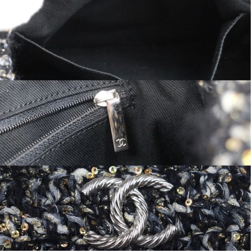 「JL精品代購」9新 Chanel 香奈兒 粗花呢機場購物袋手提/肩背包-13