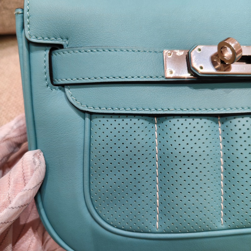 🌈Hermes🩵Mini Berline🩵馬卡龍藍銀扣🌈99新🌟Swift皮🌟stamp T🌟miniberline🩵Berline🌟愛馬仕-1