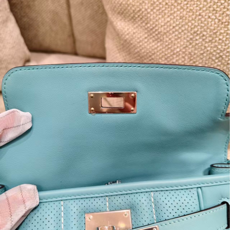 🌈Hermes🩵Mini Berline🩵馬卡龍藍銀扣🌈99新🌟Swift皮🌟stamp T🌟miniberline🩵Berline🌟愛馬仕-4