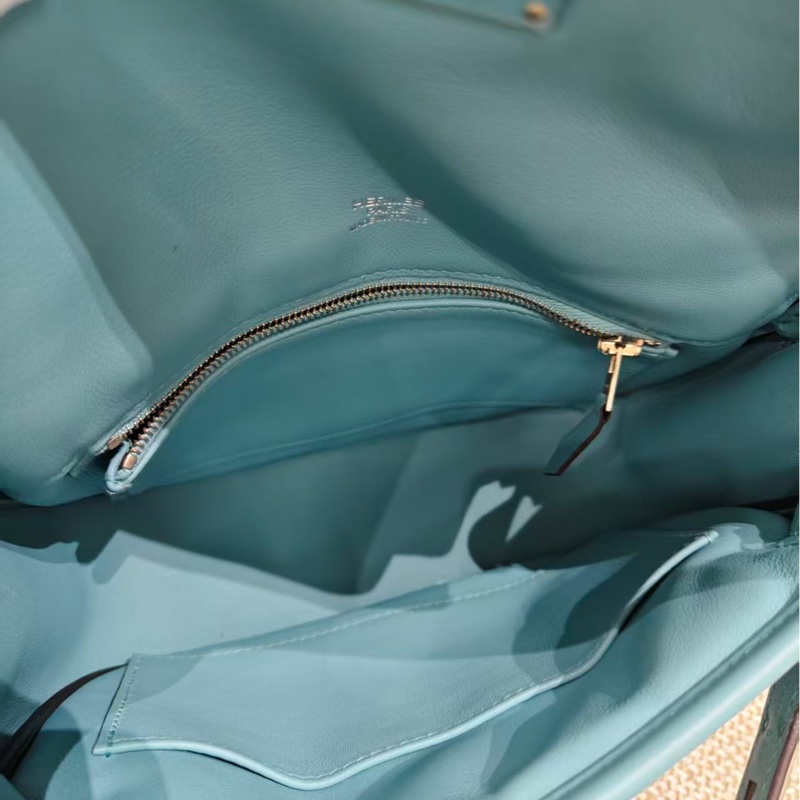 🌈Hermes🩵Mini Berline🩵馬卡龍藍銀扣🌈99新🌟Swift皮🌟stamp T🌟miniberline🩵Berline🌟愛馬仕-5