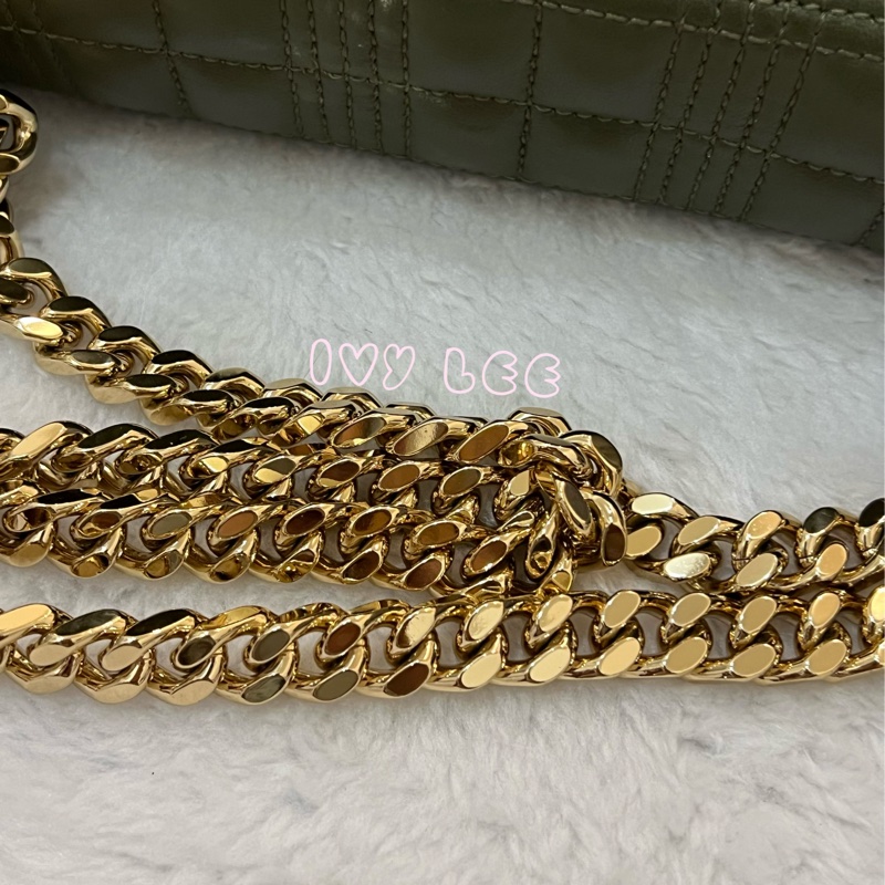 Burberry Lola 系列橄欖綠 絎縫小羊皮 金色 TB Monogram 斜背包 肩背包正品 二手精品-5