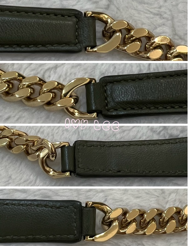 Burberry Lola 系列橄欖綠 絎縫小羊皮 金色 TB Monogram 斜背包 肩背包正品 二手精品-6