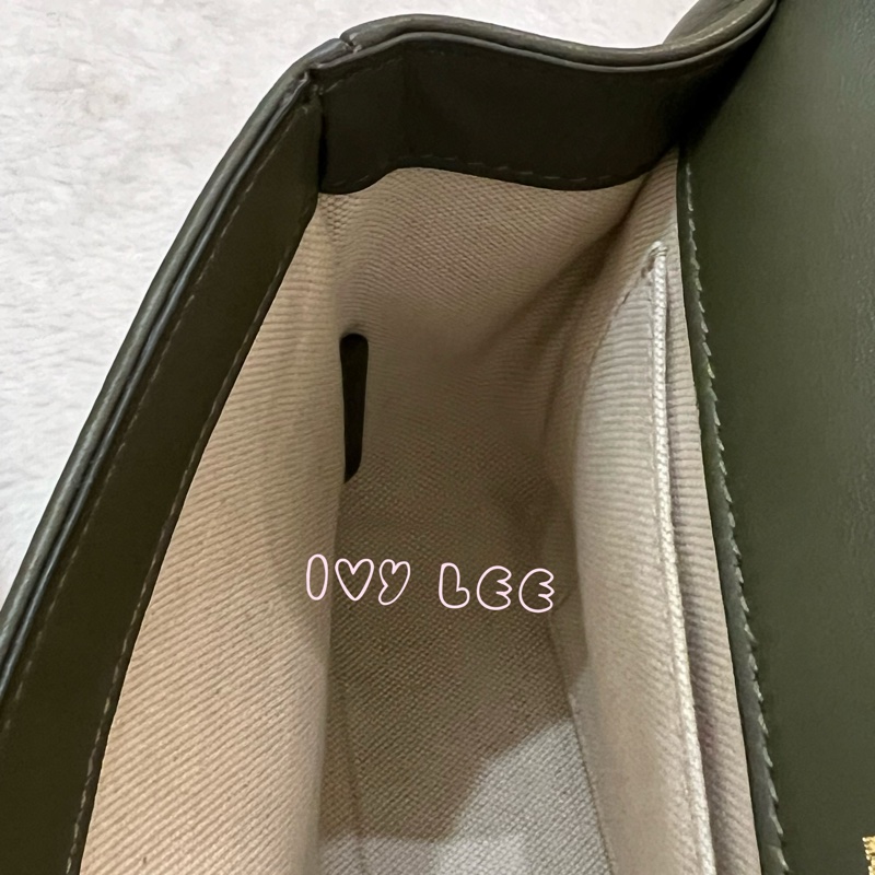 Burberry Lola 系列橄欖綠 絎縫小羊皮 金色 TB Monogram 斜背包 肩背包正品 二手精品-9