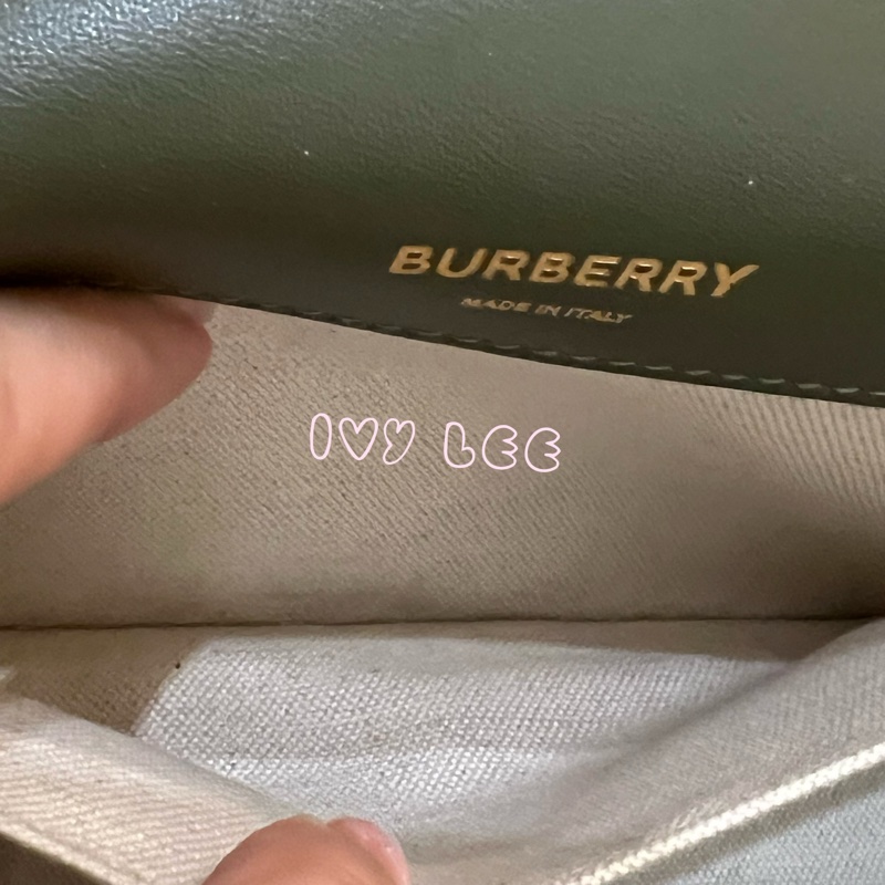 Burberry Lola 系列橄欖綠 絎縫小羊皮 金色 TB Monogram 斜背包 肩背包正品 二手精品-10