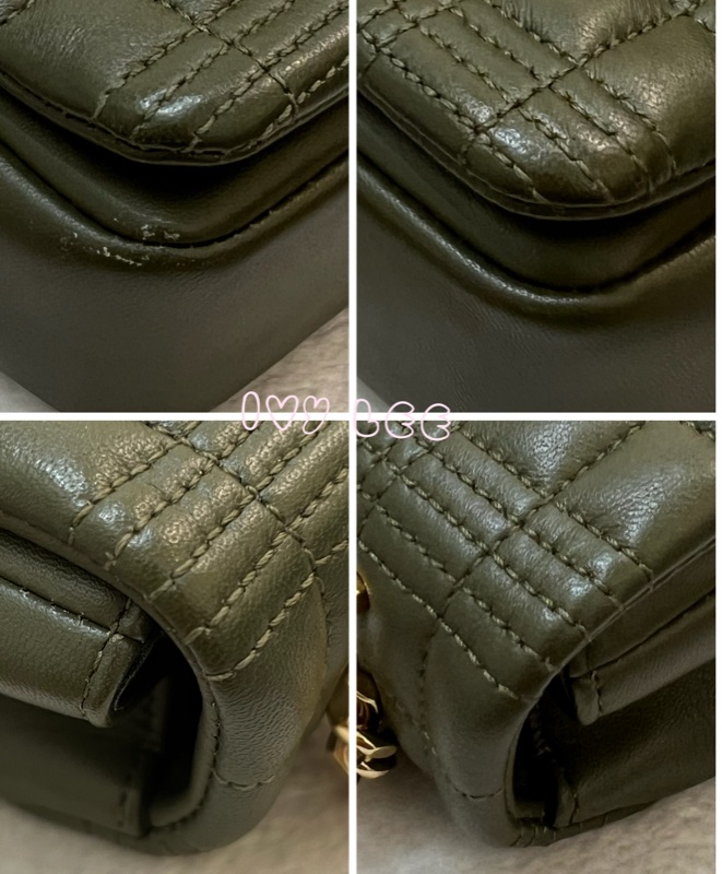 Burberry Lola 系列橄欖綠 絎縫小羊皮 金色 TB Monogram 斜背包 肩背包正品 二手精品-12