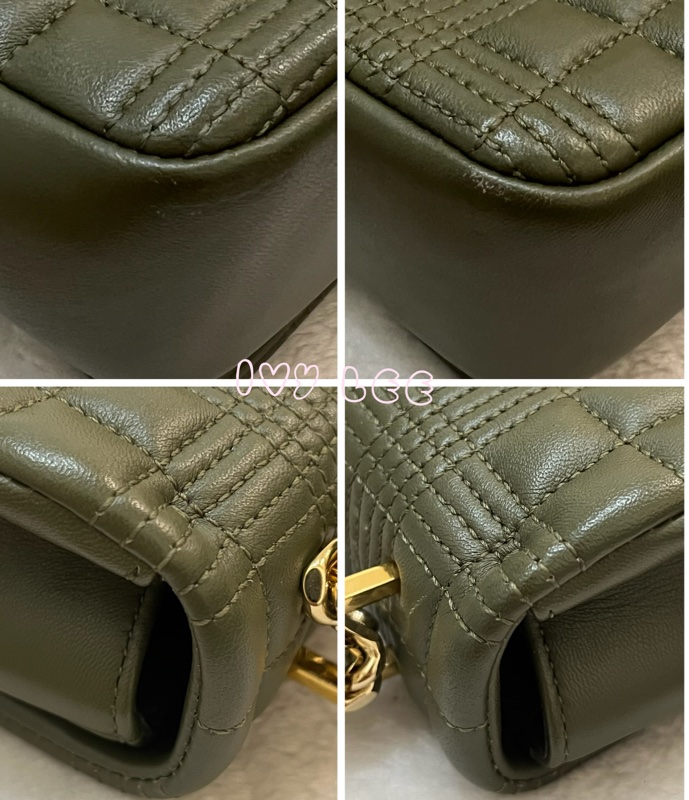 Burberry Lola 系列橄欖綠 絎縫小羊皮 金色 TB Monogram 斜背包 肩背包正品 二手精品-13