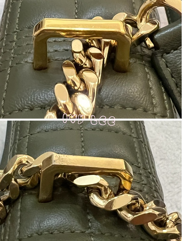 Burberry Lola 系列橄欖綠 絎縫小羊皮 金色 TB Monogram 斜背包 肩背包正品 二手精品-14