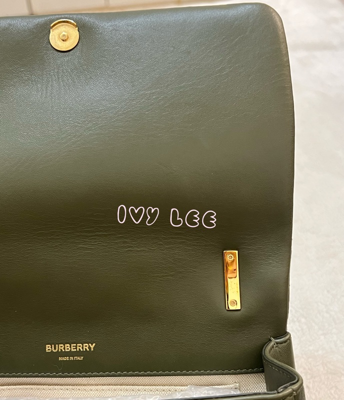 Burberry Lola 系列橄欖綠 絎縫小羊皮 金色 TB Monogram 斜背包 肩背包正品 二手精品-19