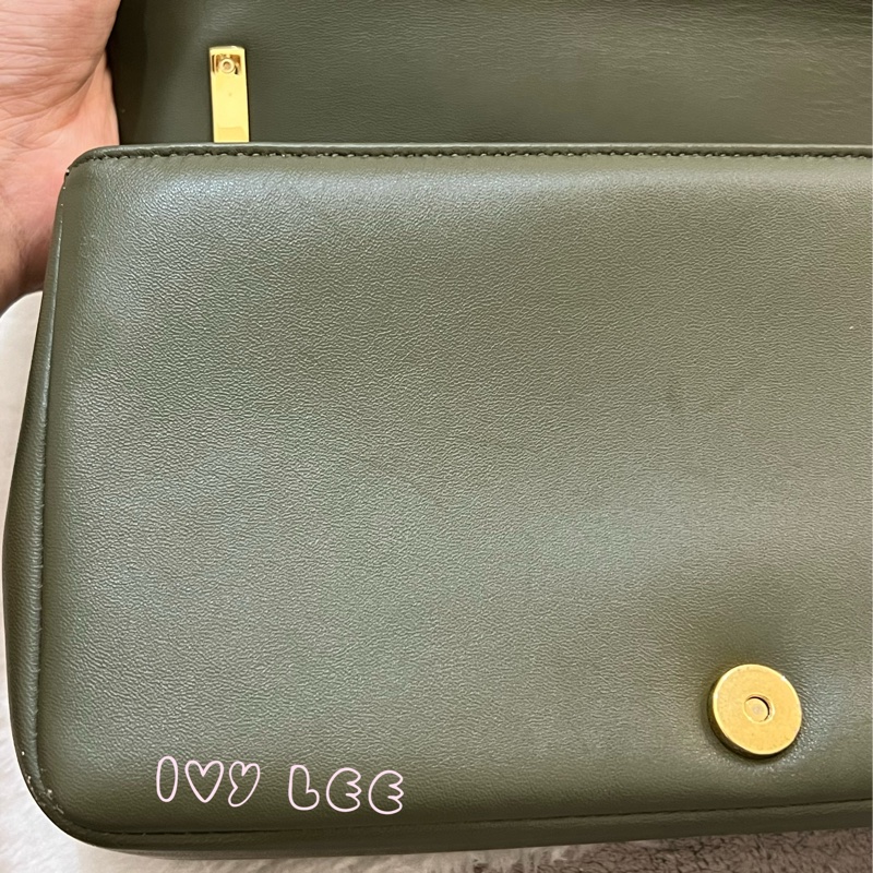 Burberry Lola 系列橄欖綠 絎縫小羊皮 金色 TB Monogram 斜背包 肩背包正品 二手精品-21
