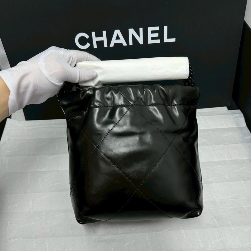 帥氣慵懶感😎✨超火爆❤️‍🔥Chanel香奈兒全黑soblack22bag垃圾袋mini單肩斜挎包手提包-5