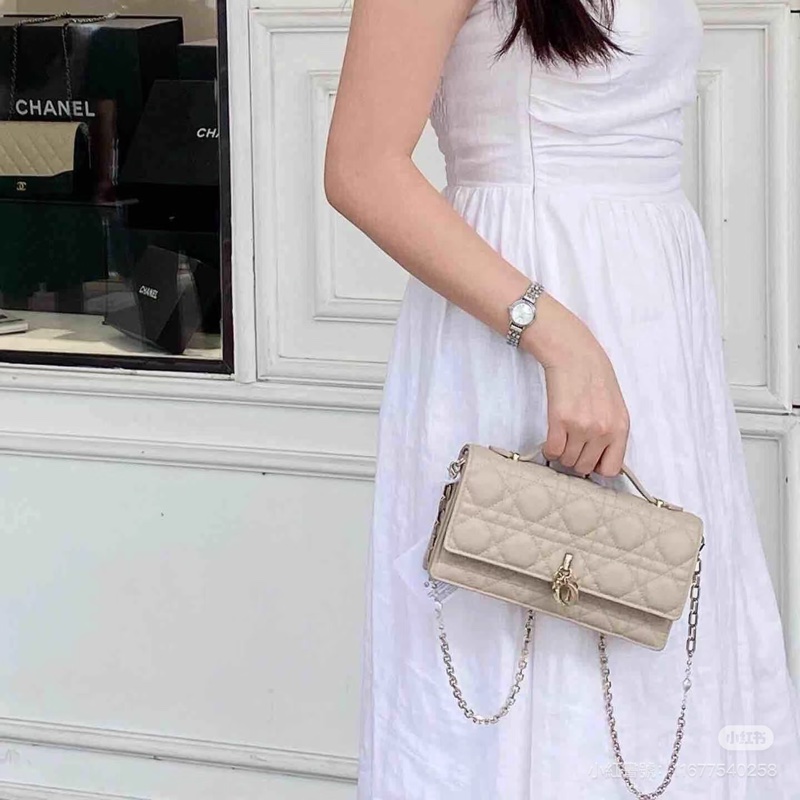 迪奧My Dior鏈包 Dior 淡米色羊皮🤍迷你鏈包 斜背包 S0980ONMJ-2