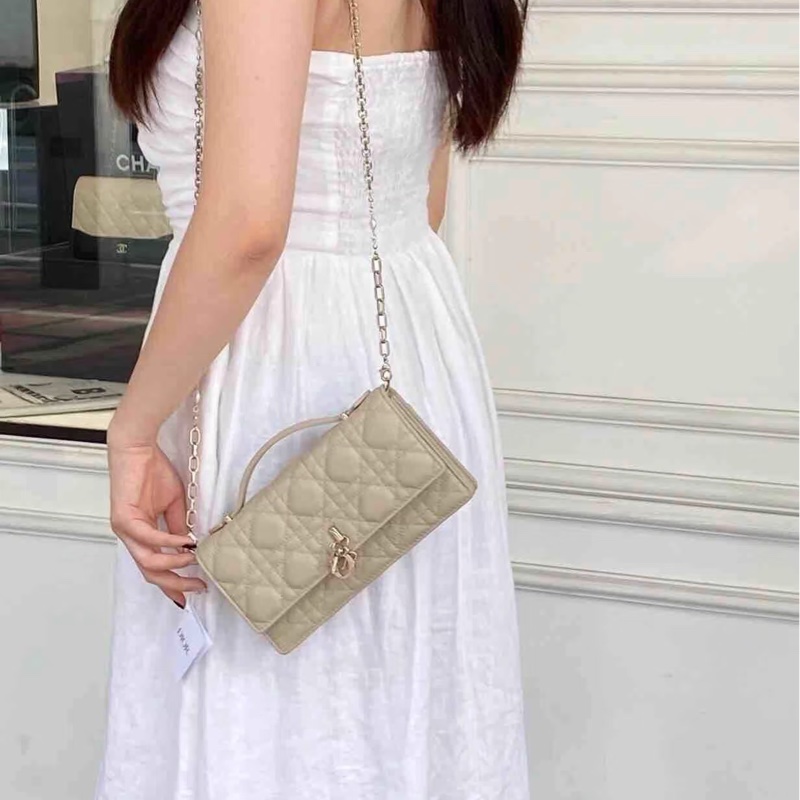 迪奧My Dior鏈包 Dior 淡米色羊皮🤍迷你鏈包 斜背包 S0980ONMJ-3