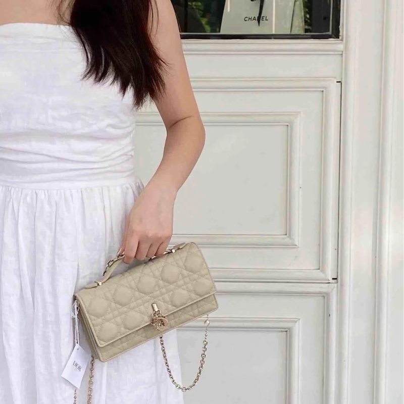 迪奧My Dior鏈包 Dior 淡米色羊皮🤍迷你鏈包 斜背包 S0980ONMJ-4