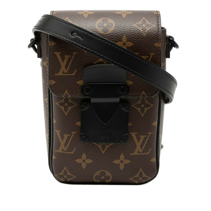 路易威登 Monogram Macassar S-Lock 直式斜背包 M81522 棕色黑色皮革 男士 LOUIS VUITTON-0