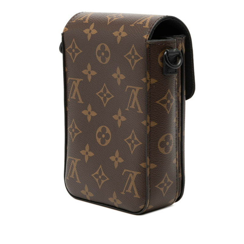 路易威登 Monogram Macassar S-Lock 直式斜背包 M81522 棕色黑色皮革 男士 LOUIS VUITTON-1