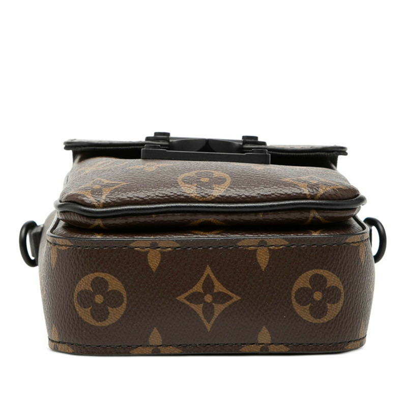 路易威登 Monogram Macassar S-Lock 直式斜背包 M81522 棕色黑色皮革 男士 LOUIS VUITTON-2