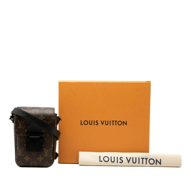 路易威登 Monogram Macassar S-Lock 直式斜背包 M81522 棕色黑色皮革 男士 LOUIS VUITTON-5