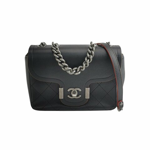 Chanel Flap Bag牛皮純色菱格絎縫雙C扣斜背包單肩包