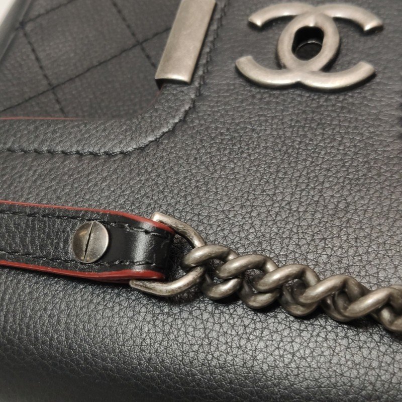 Chanel Flap Bag牛皮純色菱格絎縫雙C扣斜背包單肩包-11