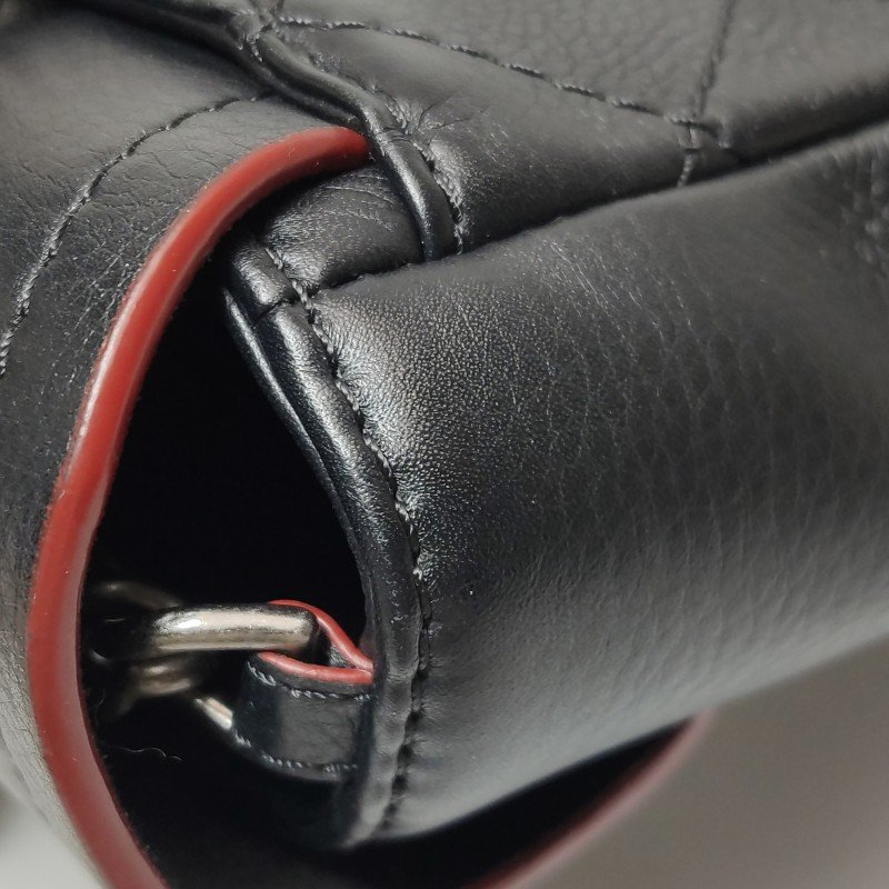 Chanel Flap Bag牛皮純色菱格絎縫雙C扣斜背包單肩包-18