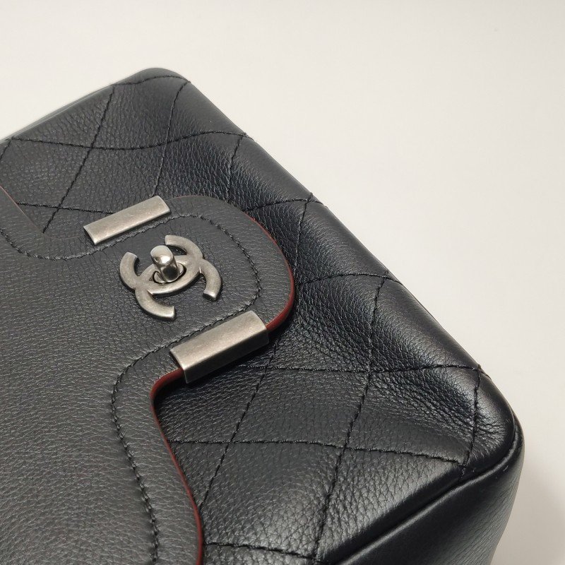 Chanel Flap Bag牛皮純色菱格絎縫雙C扣斜背包單肩包-20