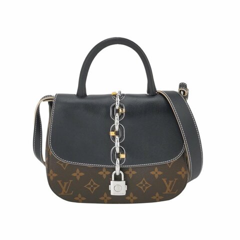 Louis Vuitton (LV) Chain It牛皮拼色老花鏈節裝飾斜挎包肩包晶片款